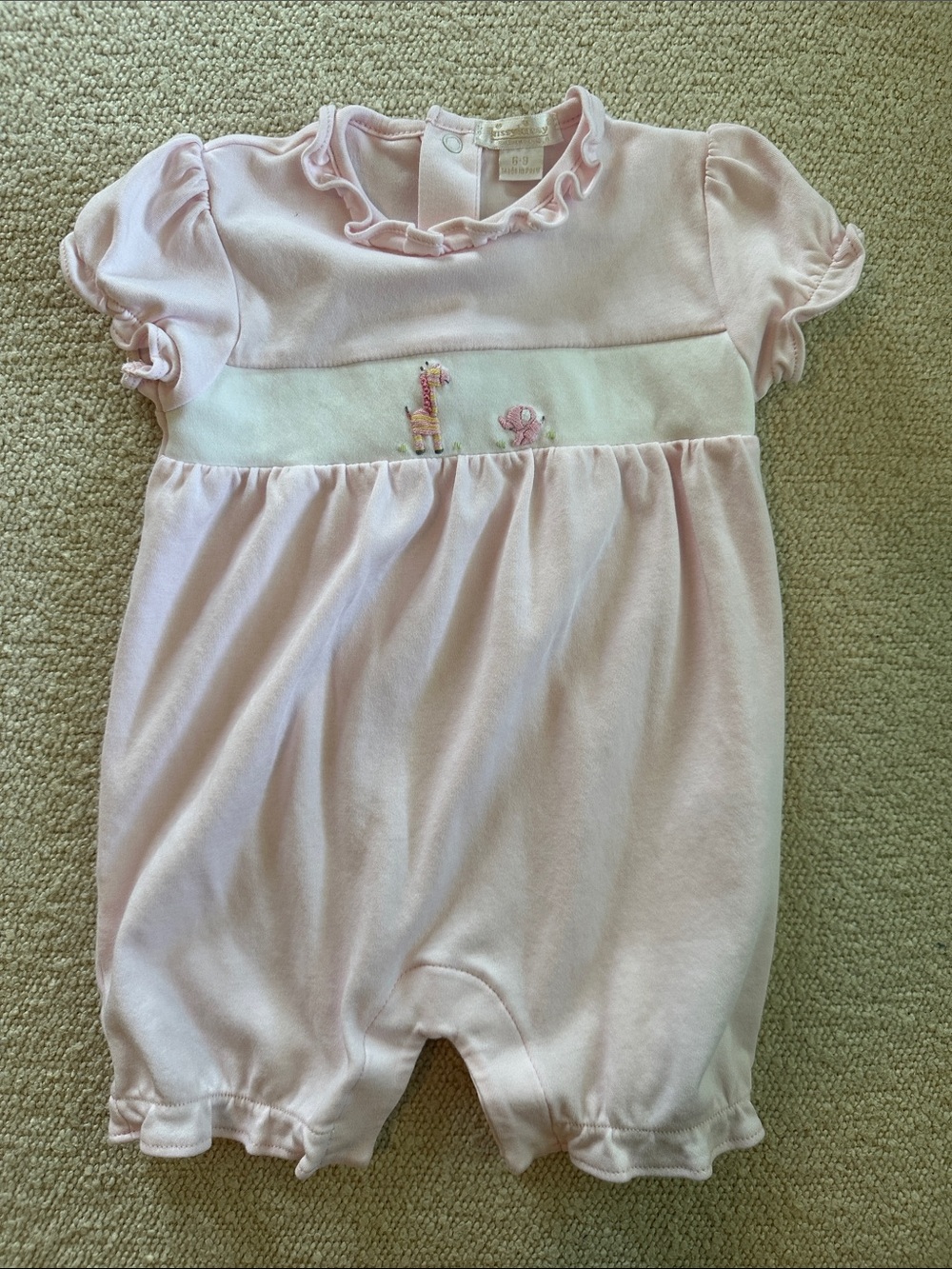 Kissy Kissy Pink Romper with Animal Embroidery